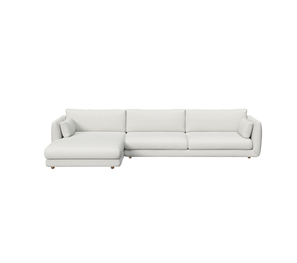 Canapé moderne gris clair avec un design de chaise longue.