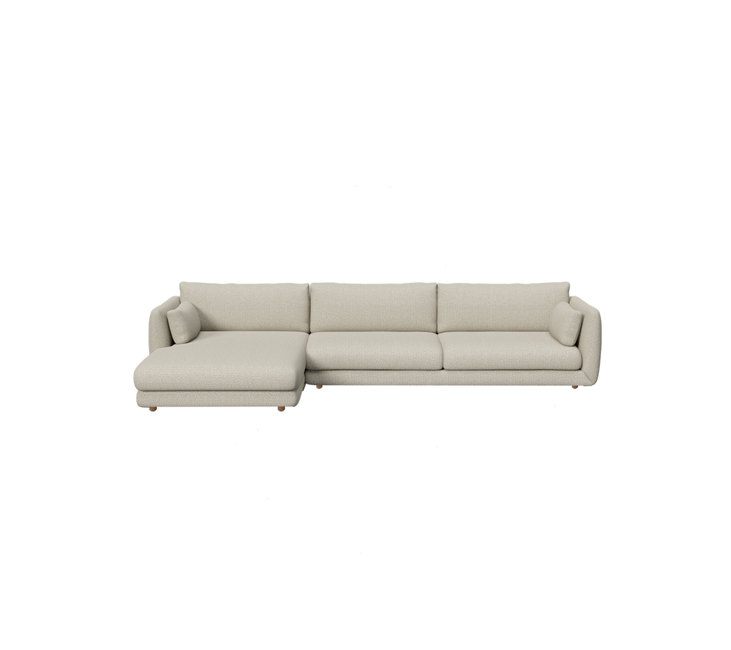 Canapé moderne marron clair avec un design épuré et une section.