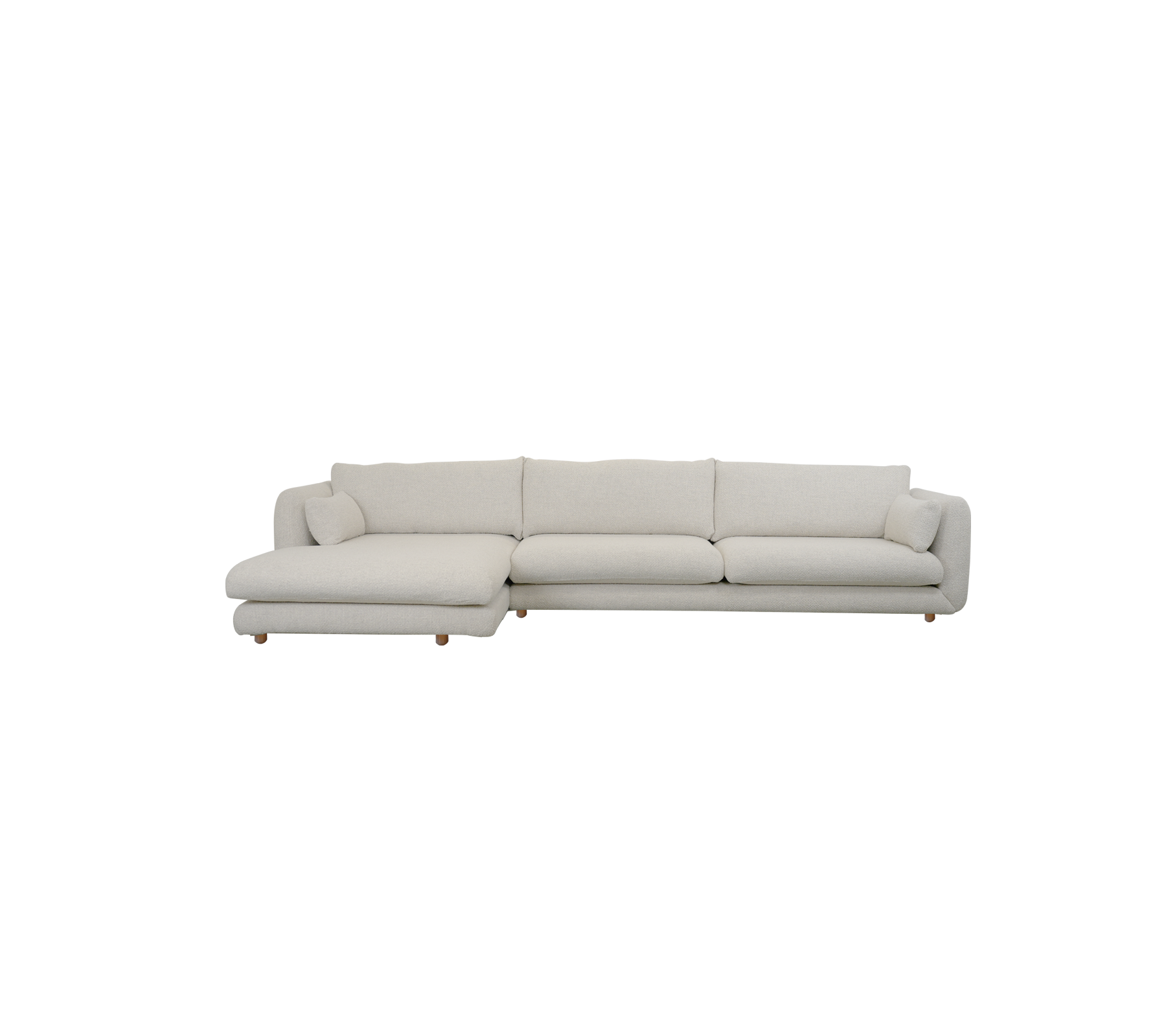 Canapé moderne couleur sable avec des lignes épurées dans un style minimaliste.