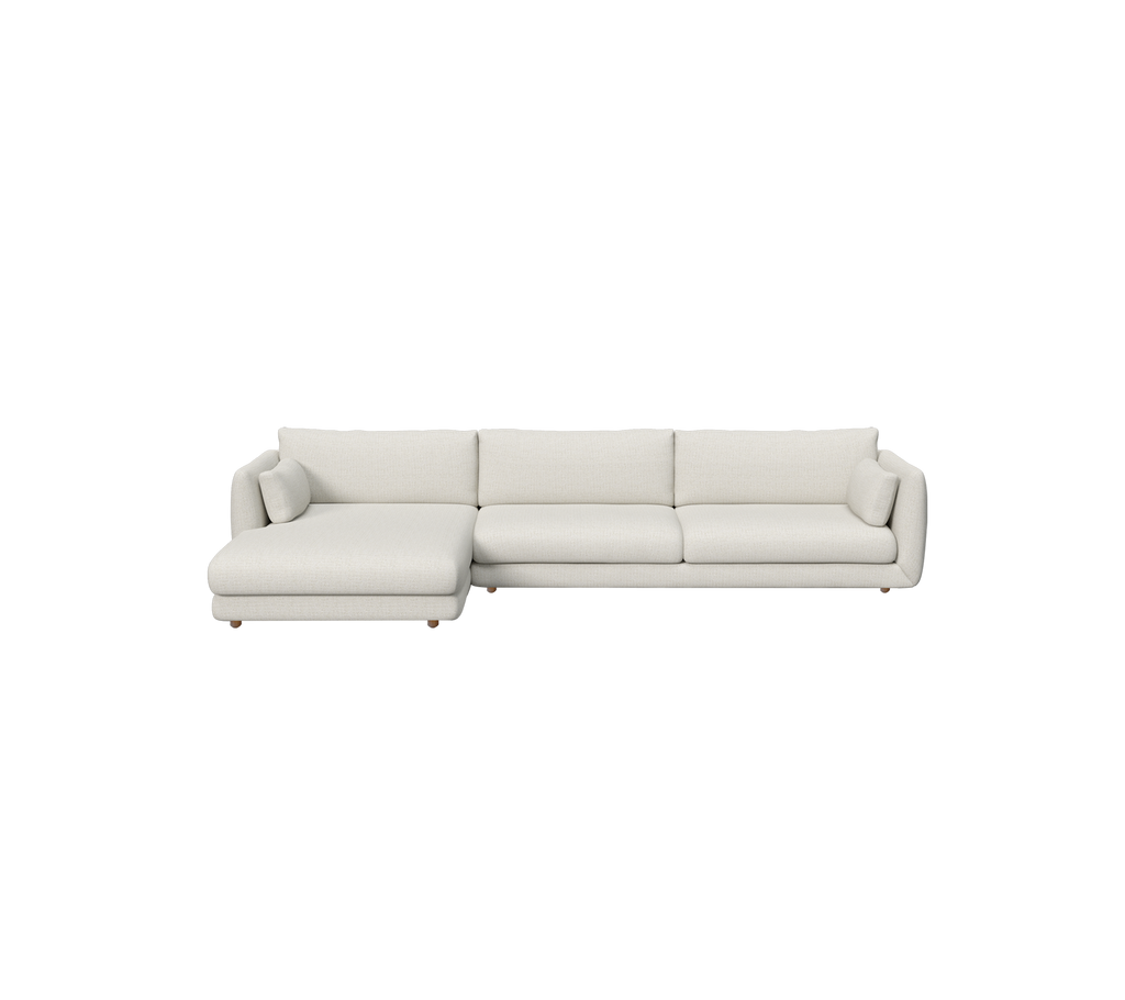 Canapé sectionnel moderne couleur sable avec un design cosy.