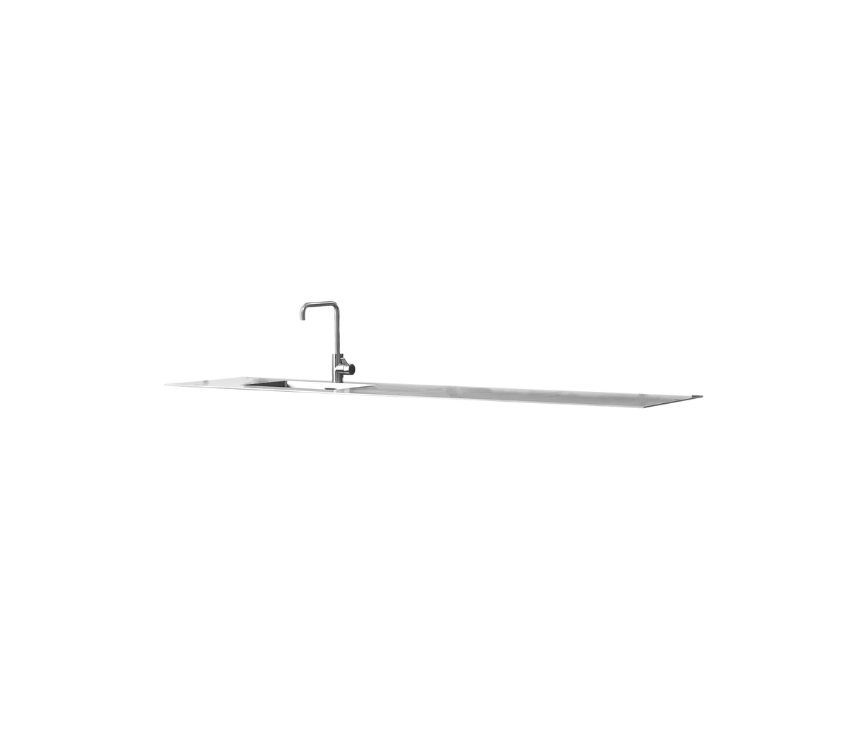 Robinet en acier inoxydable élégant avec un long bec et un design moderne, adapté à diverses applications de lavabo.