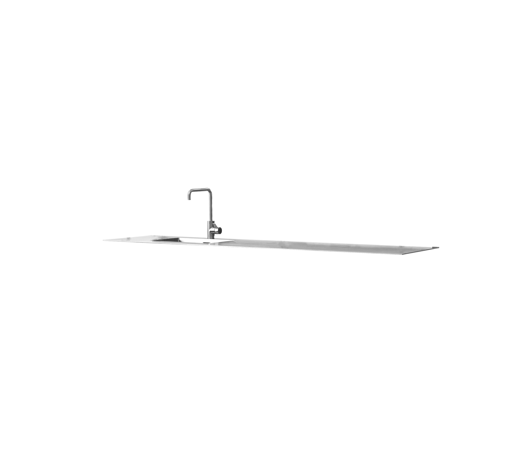 Robinet en acier inoxydable élégant avec un long bec et un design moderne, adapté à diverses applications de lavabo.