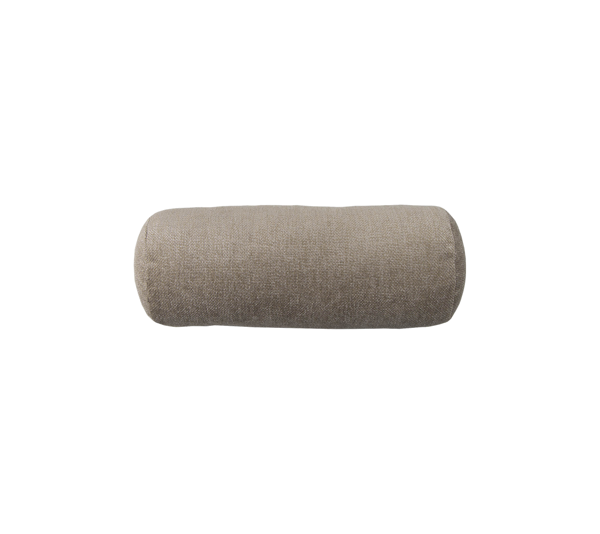 Coussin cylindrique beige avec une surface texturée, idéal pour un usage décoratif ou fonctionnel dans divers environnements.