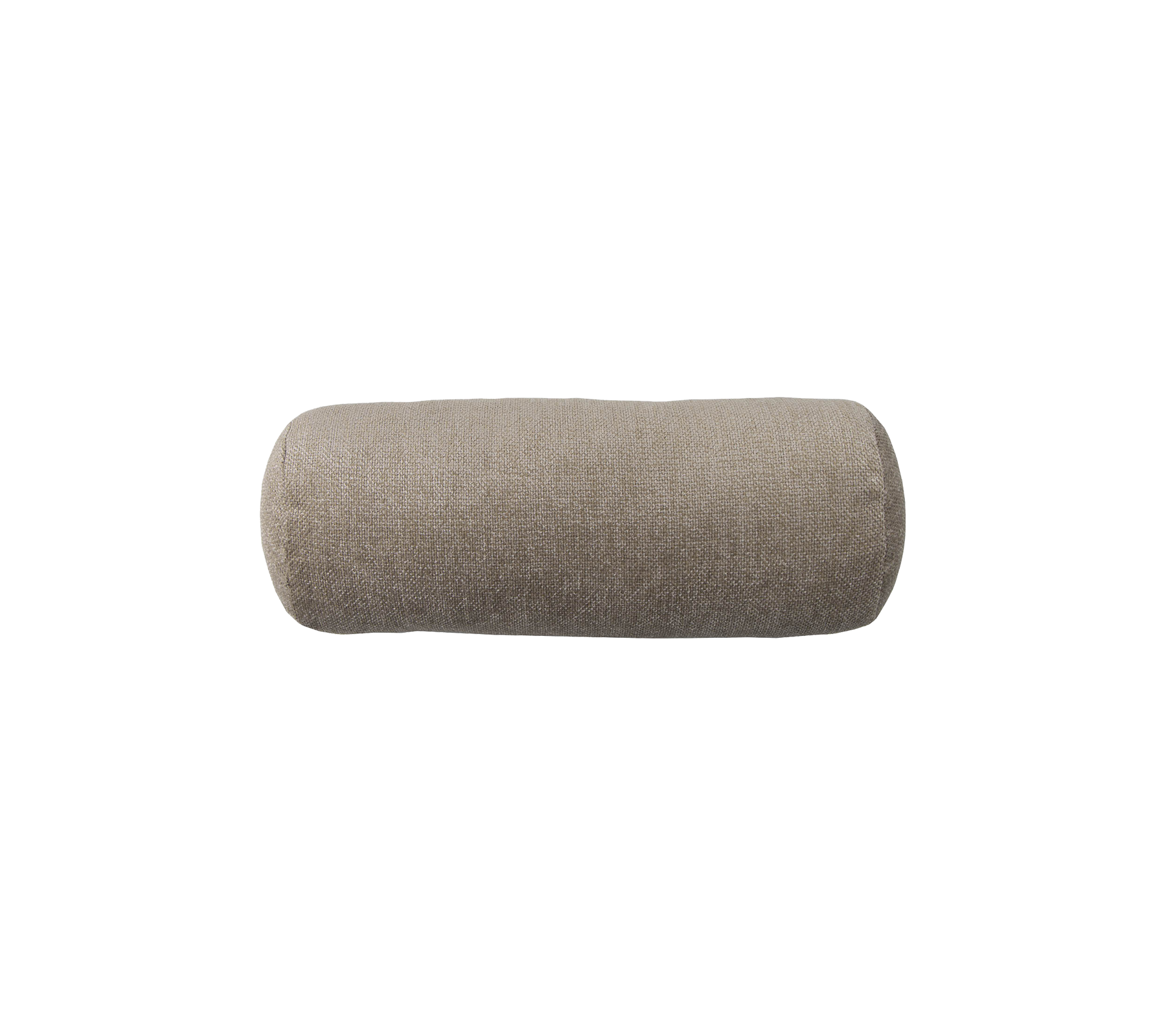 Coussin cylindrique beige avec une surface texturée, idéal pour un usage décoratif ou fonctionnel dans divers environnements.