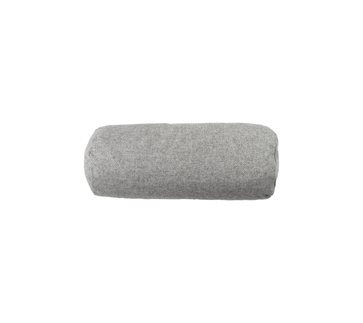 Coussin cylindrique gris, doux et moelleux, idéal pour apporter du soutien et du confort dans divers cadres.