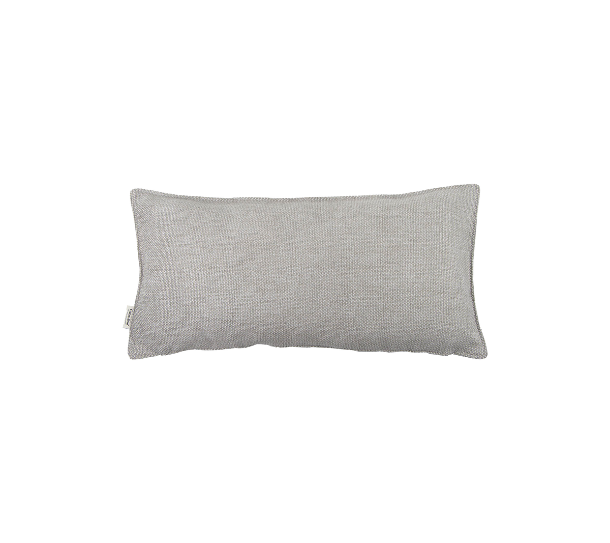 Coussin décoratif rectangulaire gris avec une surface en tissu texturé, idéal pour améliorer le confort et le style dans la décoration intérieure.