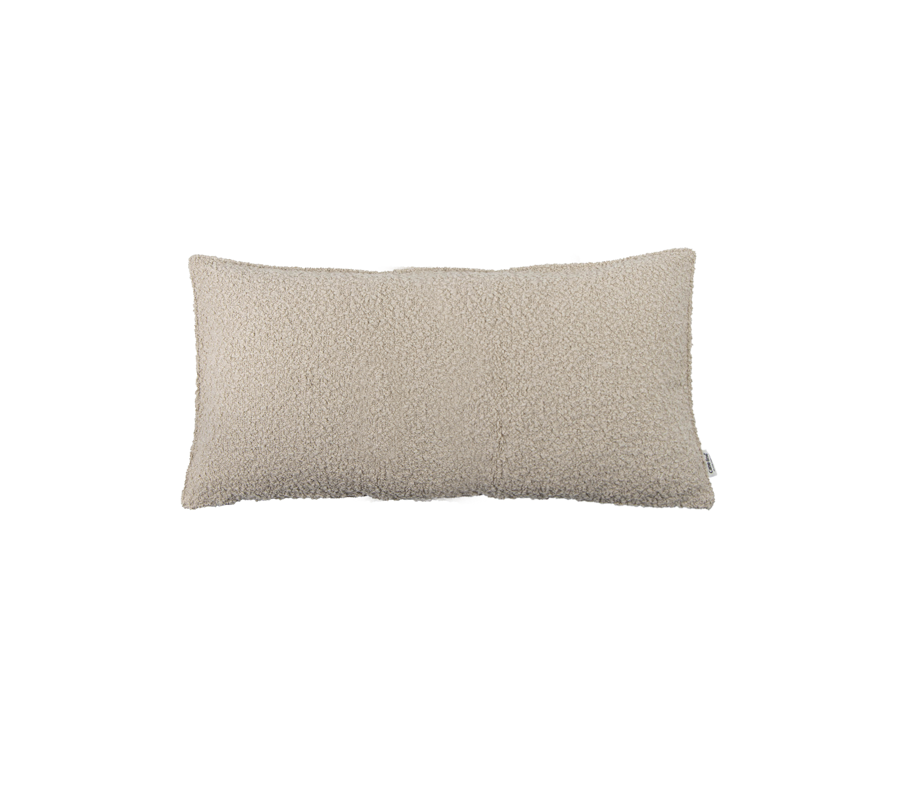 Coussin rectangulaire doux de couleur beige clair avec une surface texturée, idéal pour ajouter du confort à tout espace.