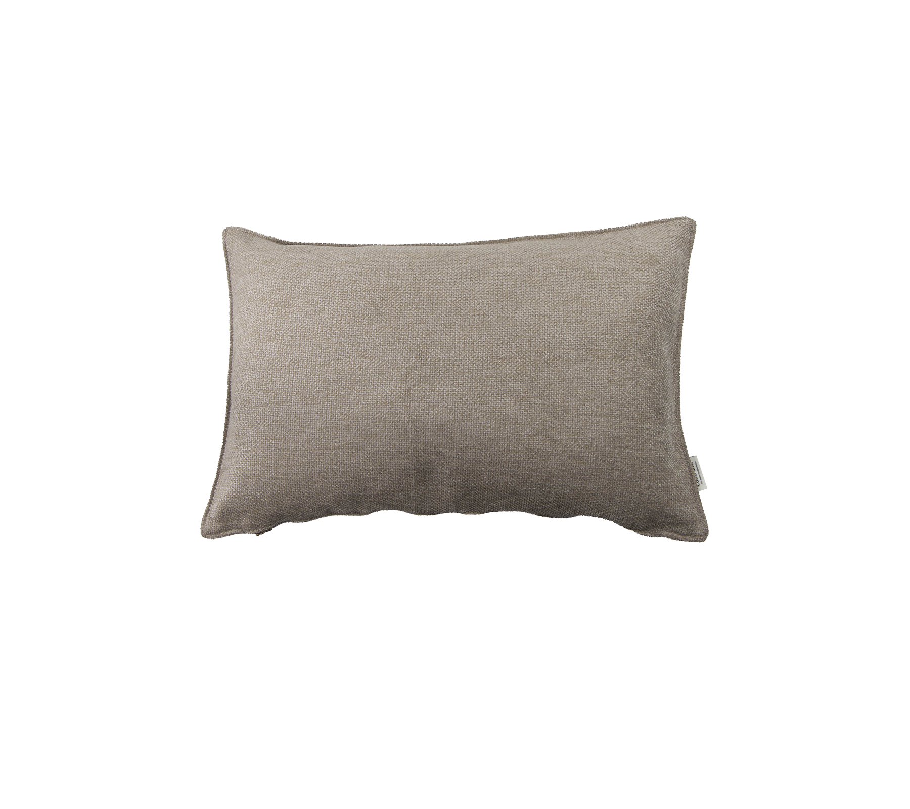 Coussin rectangulaire en tissu beige doux, avec une surface texturée pour plus de confort et de style.