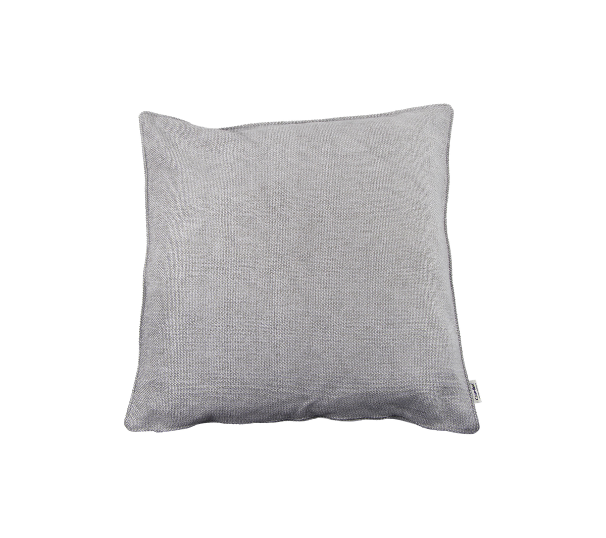 Coussin décoratif gris avec un tissu texturé, offrant une touche élégante pour les arrangements de sièges ou de literie.