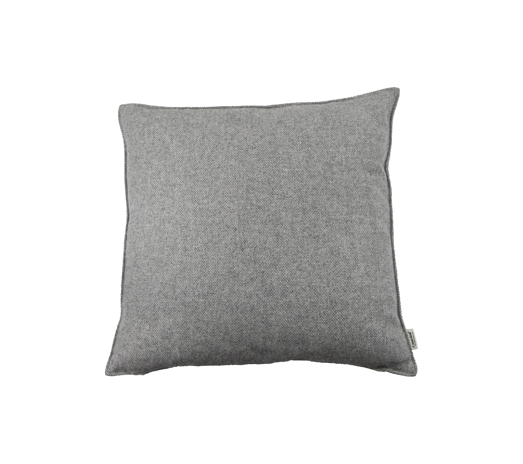 Coussin carré gris avec un tissu texturé, parfait pour ajouter du confort et du style à n'importe quel espace.