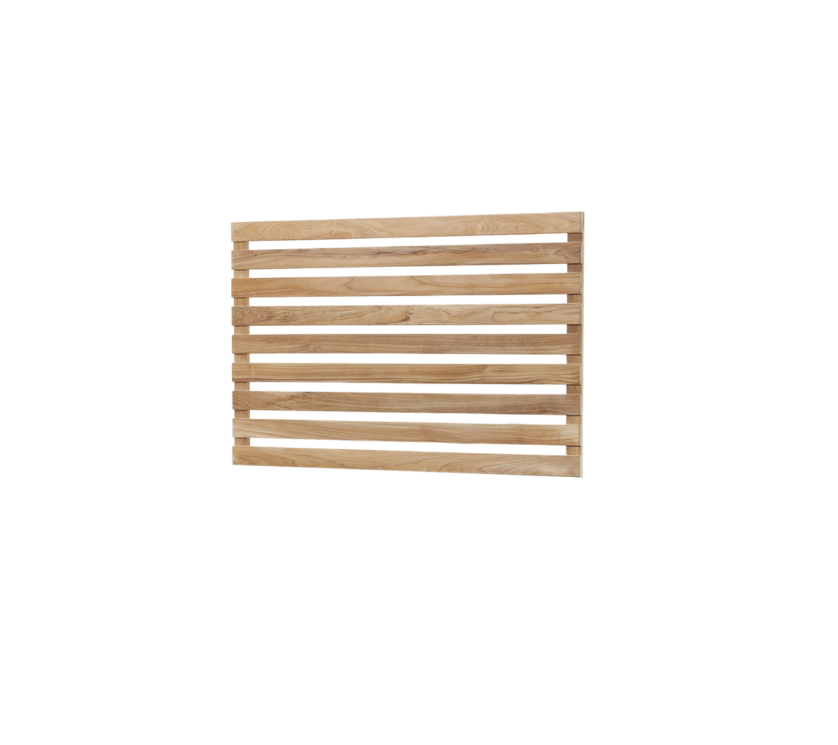 Un panneau en bois à lattes avec des barres horizontales, présentant une finition naturelle et un design simple adapté à diverses applications.