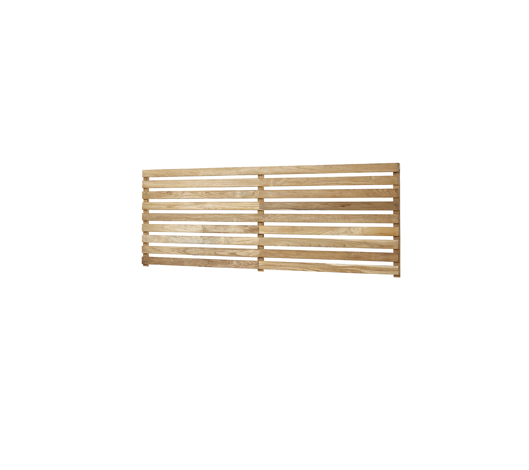 Panneau en bois à lattes avec une finition naturelle, présentant des lattes espacées uniformément pour la ventilation ou un usage décoratif.