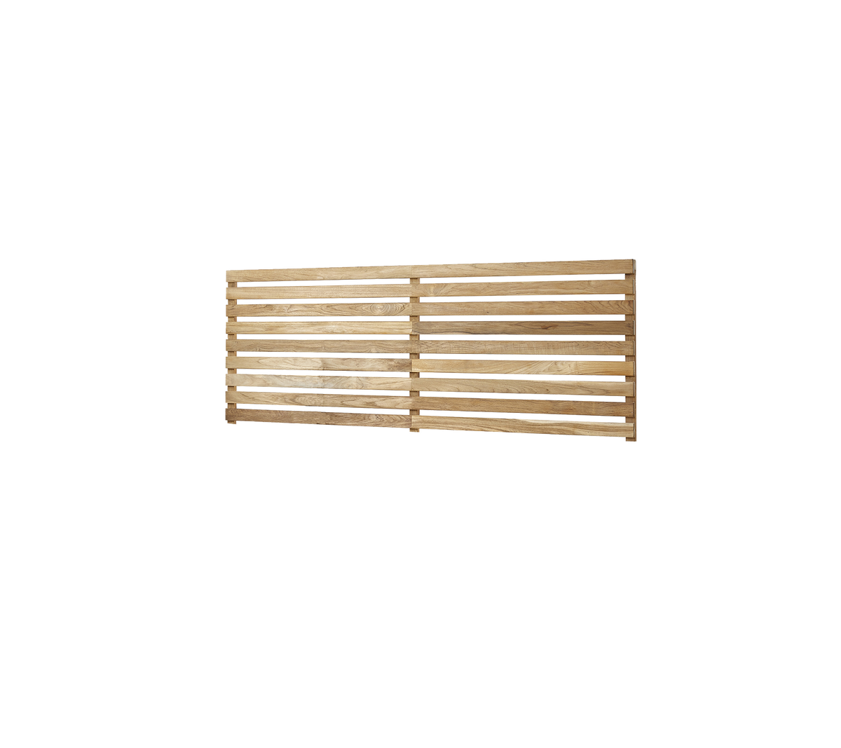 Panneau en bois à lattes avec une finition naturelle, présentant des lattes espacées uniformément pour la ventilation ou un usage décoratif.