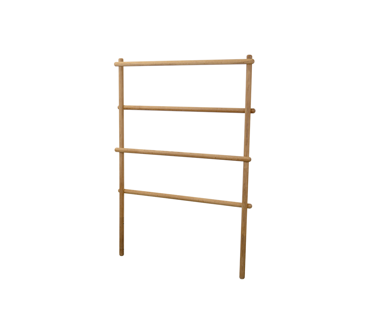 Étagère en bois avec trois barres horizontales pour exposer ou ranger des objets. La finition naturelle met en valeur tout style de décoration.